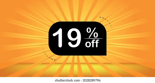 19% off - orange and black banner - 
nineteen percent discount banner for big sales.