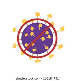Сovid 19 particle with denied signal. Vector.