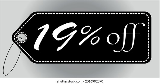 19 percent off black tag. discount banner for promotions and special offers