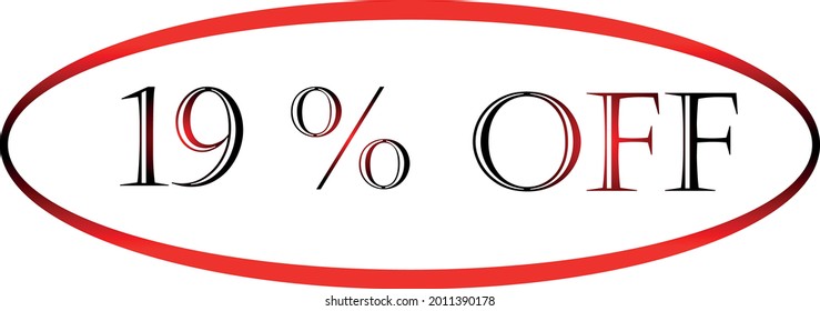 19 por ciento del símbolo de vector rojo. símbolo de descuento, promoción de descuento, oferta de descuento de venta, publicidad de marketing, súper venta.