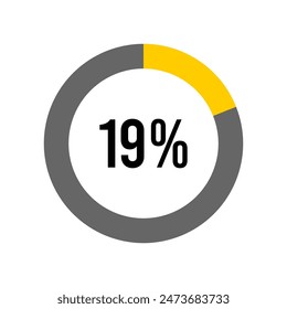 19% percent percentage diagram meter from ready-to-use for web design, user interface UI or infographic - 