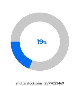 Pasos de ilustración vectorial de contorno de gráfico circular de 19 por ciento 