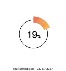 19 Percentage diagrams, pie chart for Your documents, reports, 19% circle percentage diagrams for infographics.