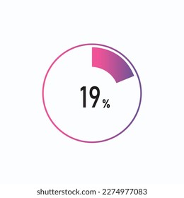 19 percents pie chart infographic elements. 19% percentage infographic circle icons for download, illustration, business, web design.