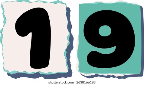 19 Retro torn paper number Design art