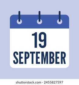 19 September Calendar, Isolated Vector Calendar.