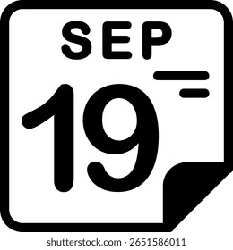 19 September Calendar Semi Solid minimalist Icon