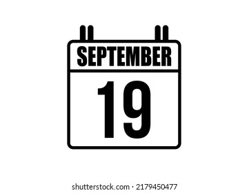 19 September calendar. Simple calendar page for the month of September. Black vector on white background.