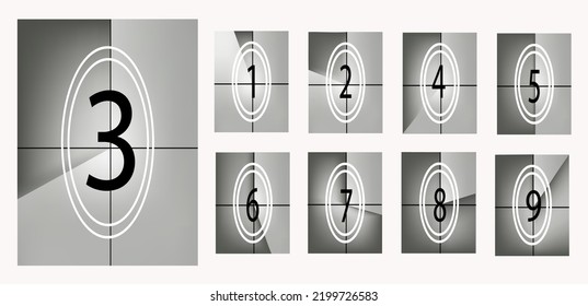 1-9. Set of countdown frame. Creative element for retro graphic. Vector illustration. 