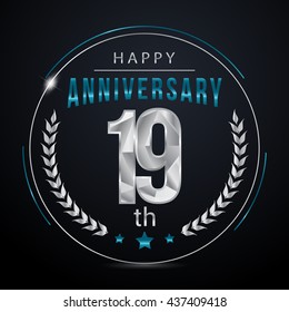 19 Silver anniversary logo, low poly design number