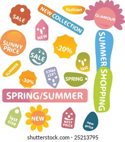 19 Sommer lustige Mode-Vektorshop-Labels Set