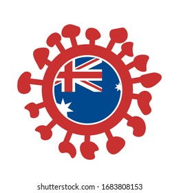С símbolo ovid 19 con bandera de Australia. Vector.