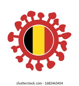Сovid 19 symbol with flag of Belgium. Vector.