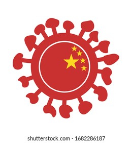Сovid 19 symbol with flag of China. Vector.