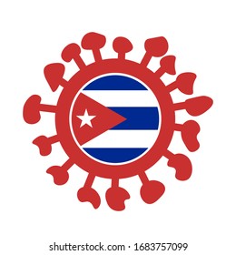 Сovid 19 symbol with flag of Cuba. Vector.