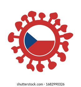 Сovid 19 symbol with flag of Czech Republic. Vector.