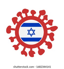Сovid 19 symbol with flag of Israel. Vector.