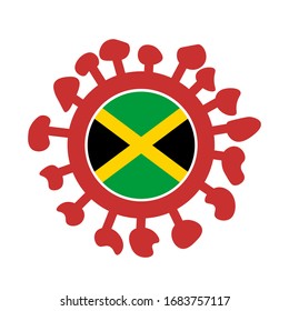 Сovid 19 symbol with flag of Jamaica. Vector.