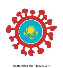 С símbolo ovid 19 con bandera de Kazajistán. Vector.