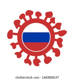 Сovid 19 symbol with flag of Russia. Vector.