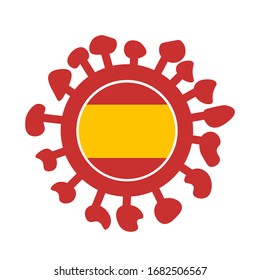 Сovid 19 symbol with flag of Spain. Vector.