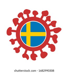 С símbolo ovid 19 con bandera de Suecia. Vector.