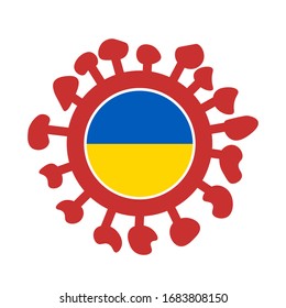 С Ovid 19 Symbol mit der Flagge der Ukraine. Vektorillustration.