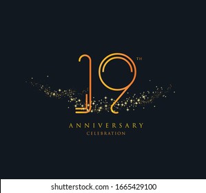 19 th anniversary celebration design template Vector.
