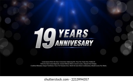 19 year anniversary celebration on dark blue background vector