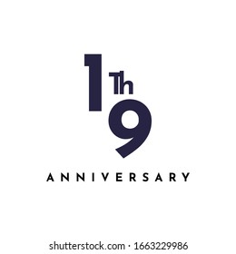 19 Year Anniversary Celebration Template Design. Vector Eps 10