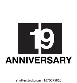 19 Year Anniversary Celebration Vector Template Design Illustration