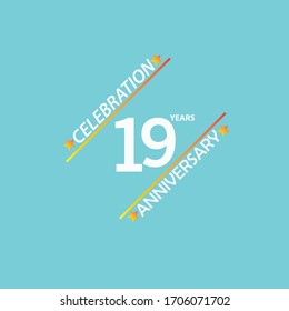 19 year anniversary celebration, vector design for celebrations, invitation cards and greeting cards