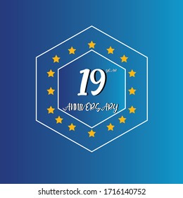 19 year anniversary celebration, vector design for celebrations, invitation cards and greeting cards