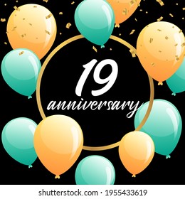 19 year anniversary celebration, vector design for celebrations, invitation cards and greeting cards