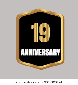 19 year anniversary celebration, vector design for celebrations, invitation cards and greeting cards