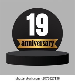 19 year anniversary celebration, vector design for celebrations, invitation cards and greeting cards