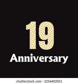 19 year anniversary celebration, vector design for celebrations, invitation cards and greeting cards