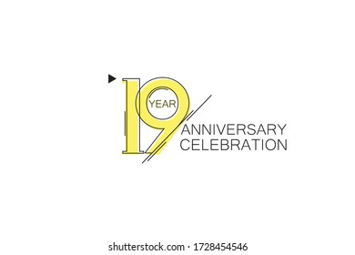 19 year Anniversary comical look, simple line art, Sleek and Clean Design - Vector
