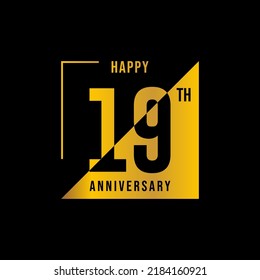 19 year anniversary design template. vector template illustration