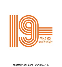 19 Year Anniversary Logo, Vector Template Design element for birthday, invitation, wedding, jubilee and greeting card illustration.