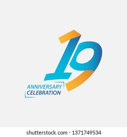 19 Year Anniversary Vector Celebration Template Design Illustration