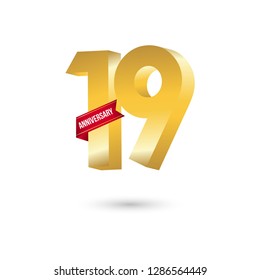 19 Year Anniversary Vector Template Design Illustration