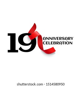 19 Year Anniversary Vector Template Design Illustration
