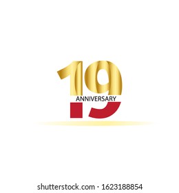 19 Year Anniversary Vector Template Design Illustration
