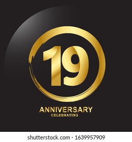 19 Year Anniversary Vector Template Design Illustration