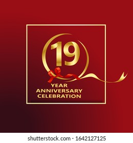 19 Year Anniversary Vector Template Design Illustration