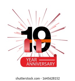 19 Year Anniversary Vector Template Design Illustration