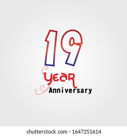 19 Year Anniversary Vector Template Design Illustration