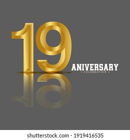 19 Year Anniversary Vector Template Design Illustration