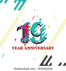 19 Year Anniversary Vector Template Design Illustration